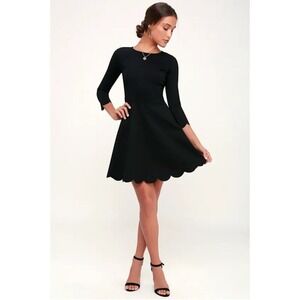 Lulus Fairy Black Mini Cocktail Dress Classic Wedding Skater Small‎